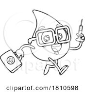 Poster, Art Print Of Blood Drop Mascot First Responder Black And White Clipart Cartoon