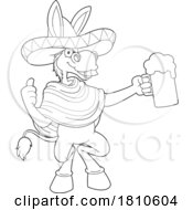 Mexican Donkey Mascot Black And White Clipart Cartoon