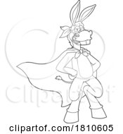 Poster, Art Print Of Super Donkey Mascot Black And White Clipart Cartoon