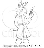 Poster, Art Print Of Donkey Mascot Agent Black And White Clipart Cartoon