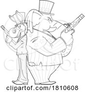 Poster, Art Print Of Dueling Democratc Donkey And Republican Elephant Black And White Clipart Cartoon