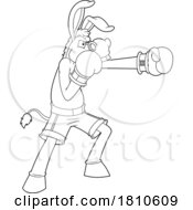 Poster, Art Print Of Boxer Donkey Mascot Black And White Clipart Cartoon