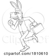 Poster, Art Print Of Late Business Donkey Mascot Black And White Clipart Cartoon