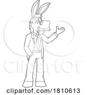 Poster, Art Print Of Business Donkey Mascot Black And White Clipart Cartoon