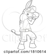 Poster, Art Print Of Boxer Donkey Mascot Black And White Clipart Cartoon