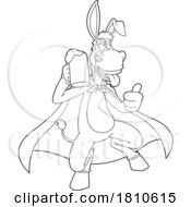 Super Donkey Mascot With Beer Black And White Clipart Cartoon