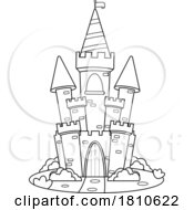 Poster, Art Print Of Fairy Tale Castle Black And White Clipart Cartoon