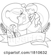 Poster, Art Print Of Mom And Son Black And White Clipart Cartoon