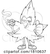 Pot Leaf Mascot Black And White Clipart Cartoon