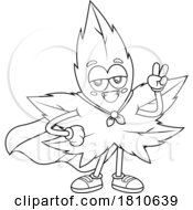 Super Pot Leaf Mascot Black And White Clipart Cartoon