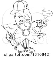04/18/2024 - Skater Pot Leaf Mascot Black And White Clipart Cartoon