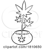 Pot Plant Black And White Clipart Cartoon