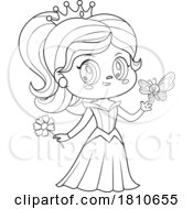 Poster, Art Print Of Fairy Tale Princess Belle Black And White Clipart Cartoon
