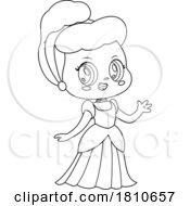 Fairy Tale Princess Cinderella Black And White Clipart Cartoon