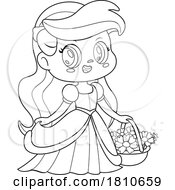 Fairy Tale Princess Black And White Clipart Cartoon