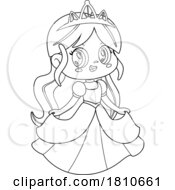 Poster, Art Print Of Fairy Tale Princess Black And White Clipart Cartoon