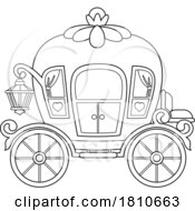 Fairy Tale Princess Carriage Black And White Clipart Cartoon