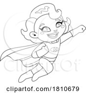 Poster, Art Print Of Super Hero Mom Or Woman Black And White Clipart Cartoon