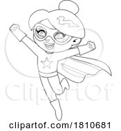 Super Hero Mom Or Woman Black And White Clipart Cartoon