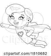 Super Hero Mom Or Woman Black And White Clipart Cartoon