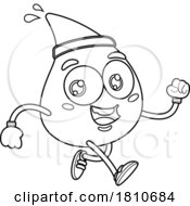 04/18/2024 - Water Drop Mascot Jogging Black And White Clipart Cartoon