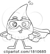 04/18/2024 - Water Drop Mascot Super Hero Black And White Clipart Cartoon