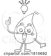 Poster, Art Print Of Water Drop Mascot With An Idea Black And White Clipart Cartoon