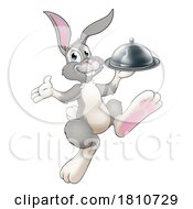 Poster, Art Print Of Easter Bunny Rabbit Cartoon Food Tray Cloche Chef
