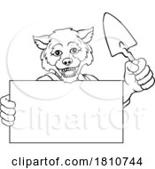 Poster, Art Print Of Bricklayer Wolf Trowel Tool Handyman Mascot