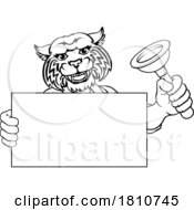 Plumber Wildcat Plunger Cartoon Plumbing Mascot by AtStockIllustration