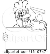 Poster, Art Print Of Window Cleaner Chicken Rooster Car Wash Mascot