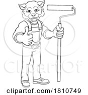 Poster, Art Print Of Wolf Painter Decorator Paint Roller Mascot Man