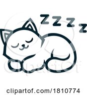 Poster, Art Print Of Cute Sleeping Cat Or Kitten Cartoon Character