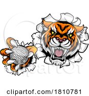 Poster, Art Print Of Tiger Cat Animal Sports Golf Ball Mascot