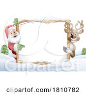 Poster, Art Print Of Christmas Santa Claus Reindeer Background Cartoon