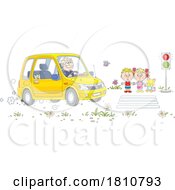 Poster, Art Print Of Cartoon Clipart Kids At A Crosswalk