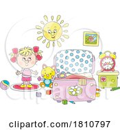 Poster, Art Print Of Cartoon Clipart Girl Playing In Her Room