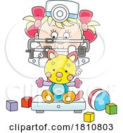 Cartoon Clipart Girl Playing Nurse And Weighing Her Toy