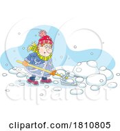 Cartoon Clipart Chubby Man Shoveling Snow