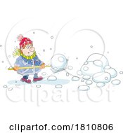Poster, Art Print Of Cartoon Clipart Chubby Man Shoveling Snow
