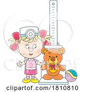 Poster, Art Print Of Cartoon Clipart Girl Playing Nurse And Measuring Her Teddy Bear