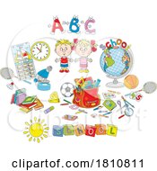Poster, Art Print Of Cartoon Clipart Kids With School Blocks