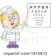 Poster, Art Print Of Cartoon Clipart Doctor Or Nurse Pointing To An Eye Chart