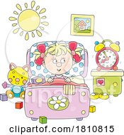 Poster, Art Print Of Cartoon Clipart Girl Sitting In Bed