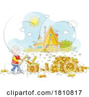 04/20/2024 - Cartoon Clipart Grandpa Splitting Firewood