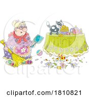 04/20/2024 - Cartoon Clipart Grandma Cleaning Broken Glass After A Cat Knocked It Off Of A Table