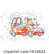 Poster, Art Print Of Cartoon Clipart Chubby Man Driving Fast In The Snow