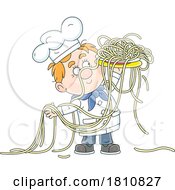Poster, Art Print Of Cartoon Clipart Chef With Spaghetti
