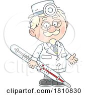 Poster, Art Print Of Cartoon Clipart Doctor With A Thermometer