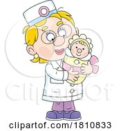 Poster, Art Print Of Cartoon Clipart Doctor Or Nurse Holding A Baby